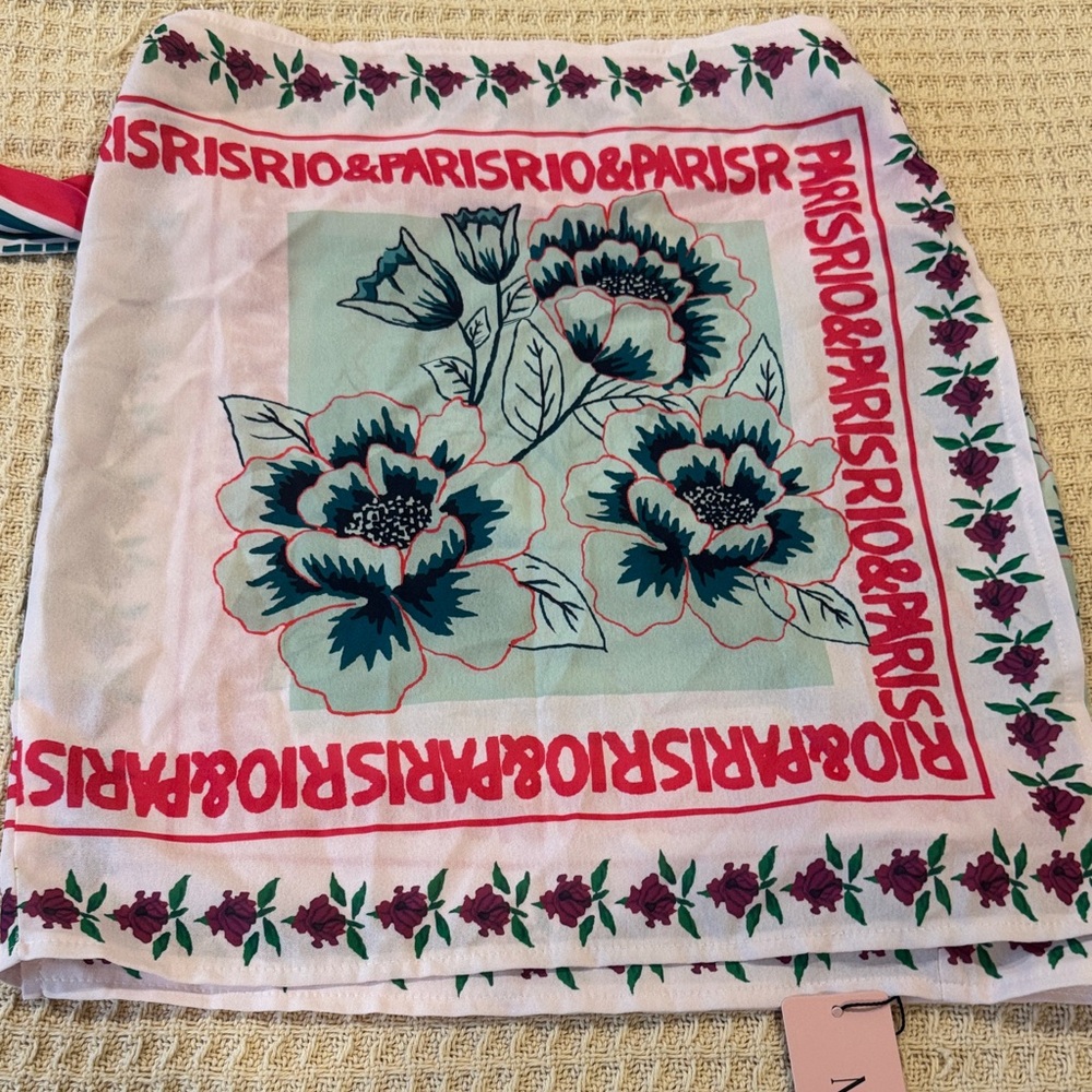 Floral Print Wrap Skirt - Red and Blue - Picture 7 of 11